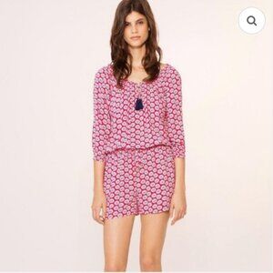 Tory Burch Red Floral Primrose Romper